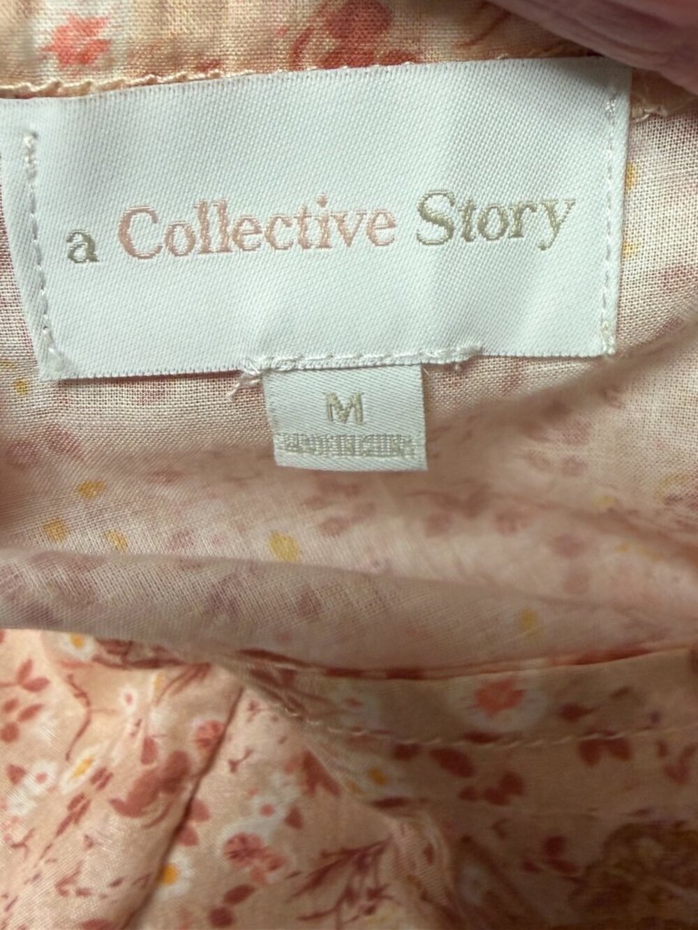A Collective Story Blush Floral Embroidered Peasant Top Medium Cottagecore Boho - Picture 8 of 10